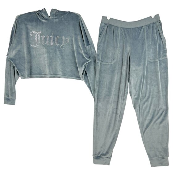 Juicy Couture Women's Set Sleepwear Velour Pullover Hooded Top/Pants Size S NWOT - Picture 1 of 13